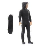 Max 1:64 Figures Diorama Skater Boy with Skateboard Miniature Model  Black