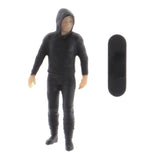 Max 1:64 Figures Diorama Skater Boy with Skateboard Miniature Model  Black