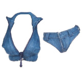 Maxbell 2X 1/6 Scale Women Vest and Shorts Female Action Figure Bodysuit Blue