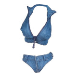 Maxbell 2X 1/6 Scale Women Vest and Shorts Female Action Figure Bodysuit Blue