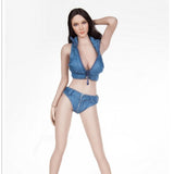 Maxbell 2X 1/6 Scale Women Vest and Shorts Female Action Figure Bodysuit Blue