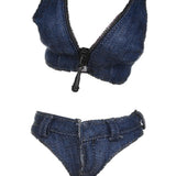 Maxbell 2X 1/6 Scale Women Vest and Shorts Female Action Figure Bodysuit Dark Blue