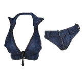 Maxbell 2X 1/6 Scale Women Vest and Shorts Female Action Figure Bodysuit Dark Blue