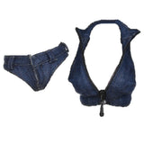 Maxbell 2X 1/6 Scale Women Vest and Shorts Female Action Figure Bodysuit Dark Blue