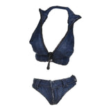 Maxbell 2X 1/6 Scale Women Vest and Shorts Female Action Figure Bodysuit Dark Blue