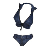 Maxbell 2X 1/6 Scale Women Vest and Shorts Female Action Figure Bodysuit Dark Blue