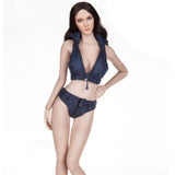 Maxbell 2X 1/6 Scale Women Vest and Shorts Female Action Figure Bodysuit Dark Blue