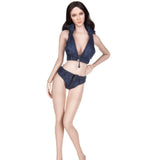 Maxbell 2X 1/6 Scale Women Vest and Shorts Female Action Figure Bodysuit Dark Blue