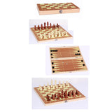 Max 3 In 1 Folding Wood Chess Set Wooden Chessmen Classic Board Game Backgammon