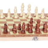 Max 3 In 1 Folding Wood Chess Set Wooden Chessmen Classic Board Game Backgammon