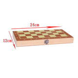 Max 3 In 1 Folding Wood Chess Set Wooden Chessmen Classic Board Game Backgammon