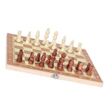 Max 3 in 1 Folding Wood Chess Set Handcrafted Board with 1 Pack Extra Pieces