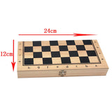 Max Handmade Wood Folding International Travel Chess Set Board Game Toy 24x24cm