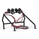 Maxbell White RC Car Roof Rack Roll Cage Bucket 6 LED Light for 1/10 Axial SCX10 4WD
