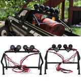 Maxbell White RC Car Roof Rack Roll Cage Bucket 6 LED Light for 1/10 Axial SCX10 4WD