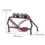 Maxbell White RC Car Roof Rack Roll Cage Bucket 6 LED Light for 1/10 Axial SCX10 4WD