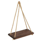 Maxbell 2 Set Wood Hanging Swing Rope Floating Shelf Rustic Wall Decor Brown