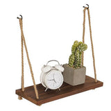 Maxbell 2 Set Wood Hanging Swing Rope Floating Shelf Rustic Wall Decor Brown