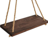 Maxbell 2 Set Wood Hanging Swing Rope Floating Shelf Rustic Wall Decor Brown