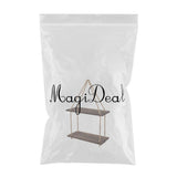 Maxbell 2 Tier Wood Hanging Swing Rope Floating Shelf Rack Rustic Wall Decor Brown