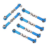 Maxbell 6Pcs Upgrade Parts Pull Rod Set Adjustable Aluminum Alloy Pull Rod Front Rear Servo Link RC Tools for 1/12 & 1/10 Drift Car Monster Truck Buggy (Blue)