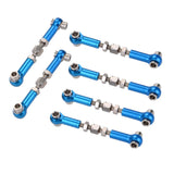 Maxbell 6Pcs Upgrade Parts Pull Rod Set Adjustable Aluminum Alloy Pull Rod Front Rear Servo Link RC Tools for 1/12 & 1/10 Drift Car Monster Truck Buggy (Blue)