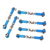 Maxbell 6Pcs Upgrade Parts Pull Rod Set Adjustable Aluminum Alloy Pull Rod Front Rear Servo Link RC Tools for 1/12 & 1/10 Drift Car Monster Truck Buggy (Blue)