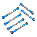 Maxbell 6Pcs Upgrade Parts Pull Rod Set Adjustable Aluminum Alloy Pull Rod Front Rear Servo Link RC Tools for 1/12 & 1/10 Drift Car Monster Truck Buggy (Blue)