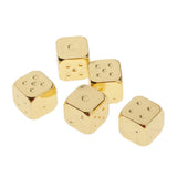 Max Six Sided Dice D6 Set of 5 Zinc Alloy Dices D&D RPG MTG Game Supply Golden