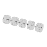 Max Six Sided Dice D6 Set of 5 Zinc Alloy Dices D&D RPG MTG Game Supply Silver