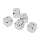 Max Six Sided Dice D6 Set of 5 Zinc Alloy Dices D&D RPG MTG Game Supply Silver