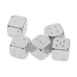 Max Six Sided Dice D6 Set of 5 Zinc Alloy Dices D&D RPG MTG Game Supply Silver