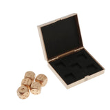 Max 5 Pieces Six Sided 16mm Dice Die Metal Golden with Box