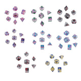 Max 7 Pieces Polyhedral Metal Dice for D&D Pathfinder RPG Game Pink Purple