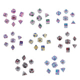 Max 7 Pieces Polyhedral Metal Dice for D&D Pathfinder RPG Game Pink Purple