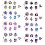 Max 7 Pieces Polyhedral Metal Dice for D&D Pathfinder RPG Game Pink Purple