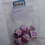 Max 7 Pieces Polyhedral Metal Dice for D&D Pathfinder RPG Game Pink Purple