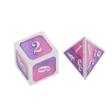 Max 7 Pieces Polyhedral Metal Dice for D&D Pathfinder RPG Game Pink Purple