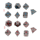 Max 7 Pieces Polyhedral Metal Dice for D&D Pathfinder RPG Game Black Nickel Red
