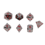 Max 7 Pieces Polyhedral Metal Dice for D&D Pathfinder RPG Game Black Nickel Red