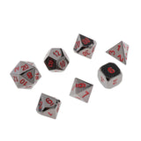 Max 7 Pieces Polyhedral Metal Dice for D&D Pathfinder RPG Game Black Nickel Red