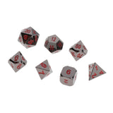 Max 7 Pieces Polyhedral Metal Dice for D&D Pathfinder RPG Game Black Nickel Red