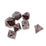 Max 7 Pieces Polyhedral Metal Dice for D&D Pathfinder RPG Game Black Nickel Red