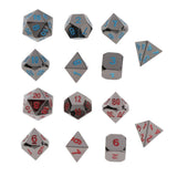 Max 7 Pieces Polyhedral Metal Dice for D&D Pathfinder RPG Game Black Nickel Red