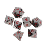Max 7 Pieces Polyhedral Metal Dice for D&D Pathfinder RPG Game Black Nickel Red