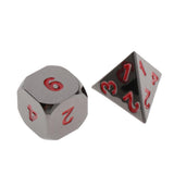 Max 7 Pieces Polyhedral Metal Dice for D&D Pathfinder RPG Game Black Nickel Red