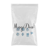 Max 7 Pieces Polyhedral Metal Dice for D&D Pathfinder RPG Game Silver Blue