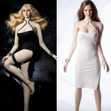 Max 1/6 Scale Female Strap Dress w/ 1 Pair Bracelet for 12in Action Figure black