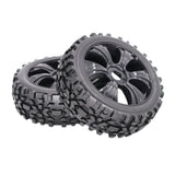 Max 1:8 RC Buggy Vehicle Model Spare Parts Rubber Tyre Fan Hub Wheel Black