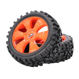 Max 1:8 RC Buggy Vehicle Model Spare Parts Rubber Tire Tyre Fan Hub Wheel Orange